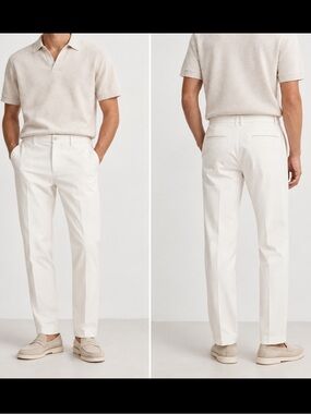 Massimo Dutti NWT Men’s white slim fit trousers size 40 0001/001